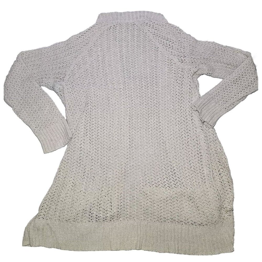 VTG Retrology Womens Open Front Knit Cardigan Sweater Top LG Beige Cream Acrylic - Picture 2 of 10